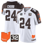 CLE #32 Jim Brown Memorial & Home Patch Vapor Limited Jersey