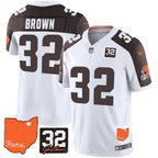 CLE #32 Jim Brown Memorial & Home Patch Vapor Limited Jersey