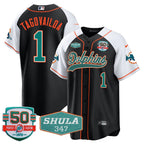 MIA 50th & Don Shula 347 Memorial Patch Baseball Jersey - All Stitched