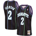 Men's Charlotte Hornets Larry Johnson Mitchell & Ness 1992-93 Hardwood Classics Reload 2.0 Swingman Jersey-Black