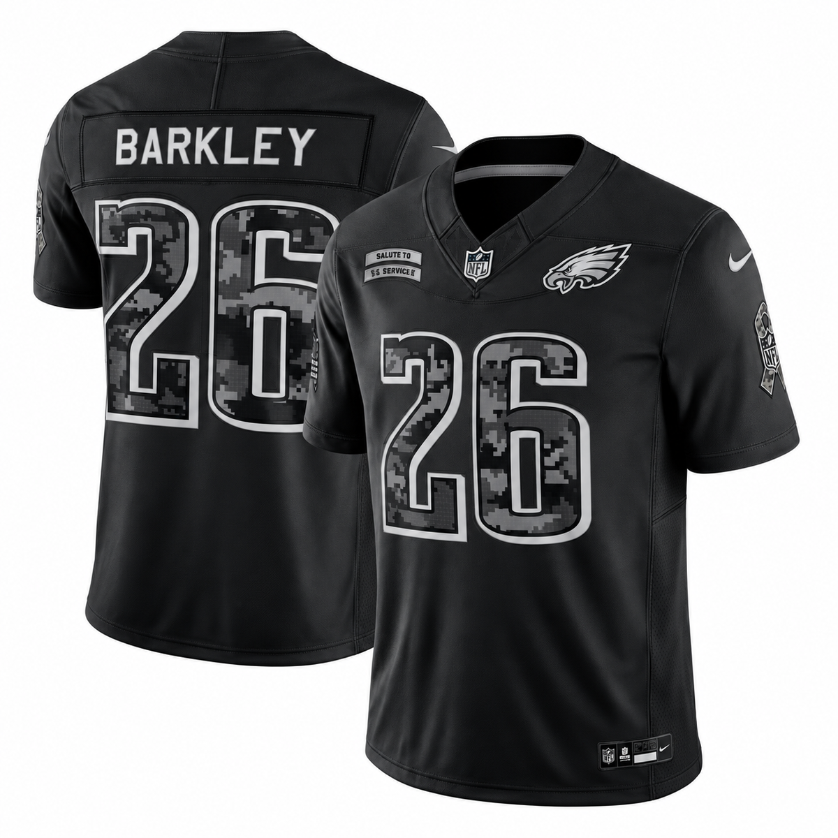 Men’s Saquon Barkley #26 Philadelphia Eagles Salute to Service Football Fan Jersey – Black