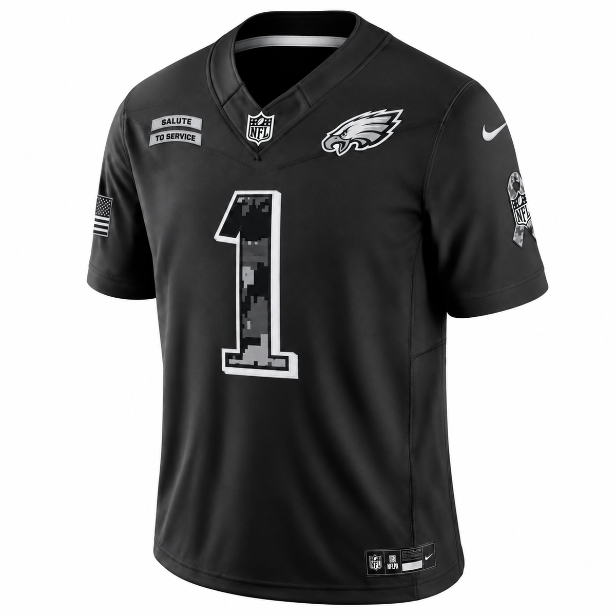 Men’s Jalen Hurts #1 Philadelphia Eagles Salute to Service Football Fan Jersey – Black