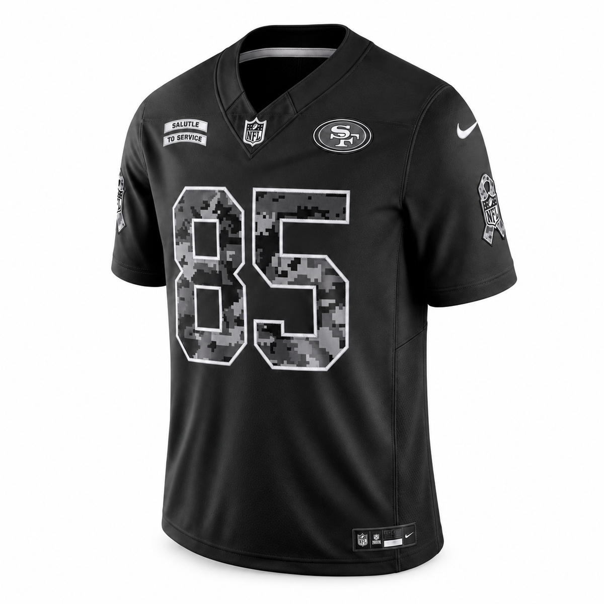 Men’s George Kittle #85 San Francisco 49ers 2026 Salute to Service Stitched Limited Jersey – Black