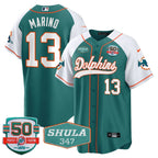 MIA 50th & Don Shula 347 Memorial Patch Baseball Jersey - All Stitched
