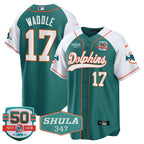 MIA 50th & Don Shula 347 Memorial Patch Baseball Jersey - All Stitched