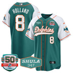 MIA 50th & Don Shula 347 Memorial Patch Baseball Jersey - All Stitched