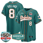 MIA 50th & Don Shula 347 Memorial Patch Baseball Jersey - All Stitched