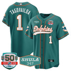 MIA 50th & Don Shula 347 Memorial Patch Baseball Jersey - All Stitched