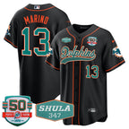 MIA 50th & Don Shula 347 Memorial Patch Baseball Jersey - All Stitched