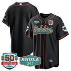 MIA 50th & Don Shula 347 Memorial Patch Baseball Jersey - All Stitched