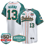 MIA 50th & Don Shula 347 Memorial Patch Baseball Jersey - All Stitched