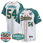 MIA 50th & Don Shula 347 Memorial Patch Baseball Jersey - All Stitched