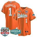 MIA 50th & Don Shula 347 Memorial Patch Baseball Jersey - All Stitched