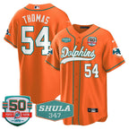 MIA 50th & Don Shula 347 Memorial Patch Baseball Jersey - All Stitched