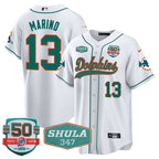MIA 50th & Don Shula 347 Memorial Patch Baseball Jersey - All Stitched