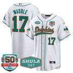 MIA 50th & Don Shula 347 Memorial Patch Baseball Jersey - All Stitched