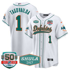 MIA 50th & Don Shula 347 Memorial Patch Baseball Jersey - All Stitched