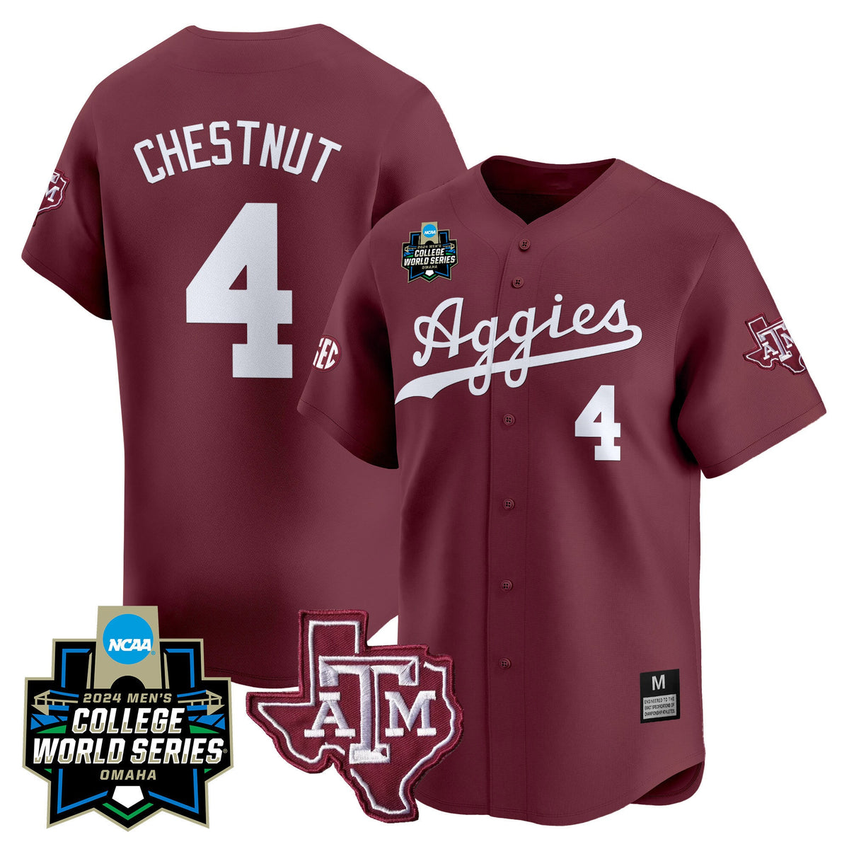 Men's Texas A&M Aggies 2024 College World Series Vapor Premier Limited Jersey - All Stitched
