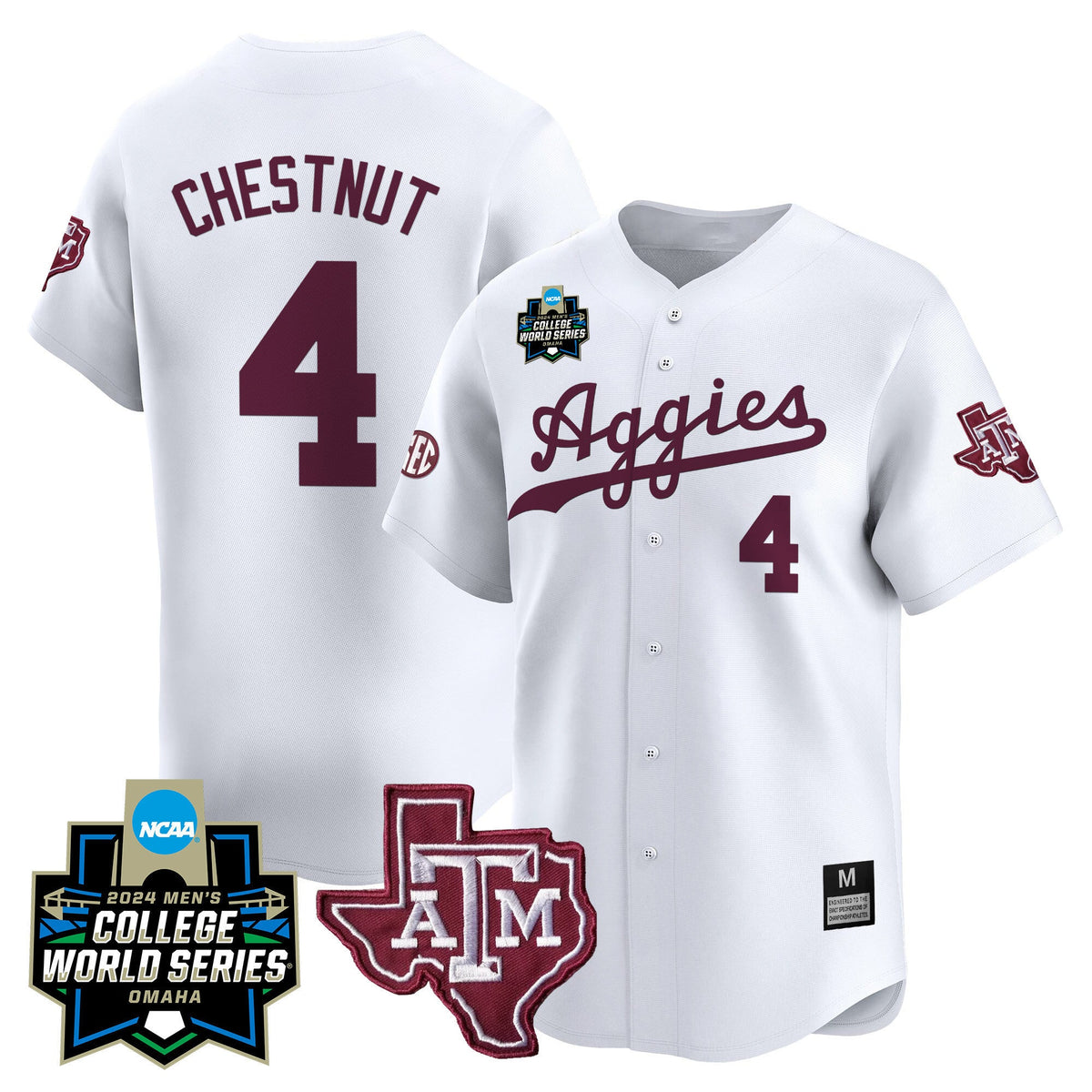 Men's Texas A&M Aggies 2024 College World Series Vapor Premier Limited Jersey - All Stitched