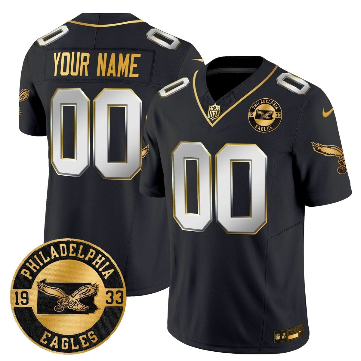 Philadelphia Eagles 2024 Throwback Gold Vapor Limited Custom Jersey - Est. 1933 Patch - All Stitched