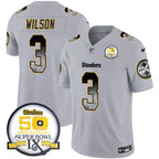 Steelers Arch Smoke 50th Anniversary Of Super Bowl IX Patch Vapor Limited Jersey - All Stitched