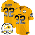 Steelers Arch Smoke 50th Anniversary Of Super Bowl IX Patch Vapor Limited Jersey - All Stitched