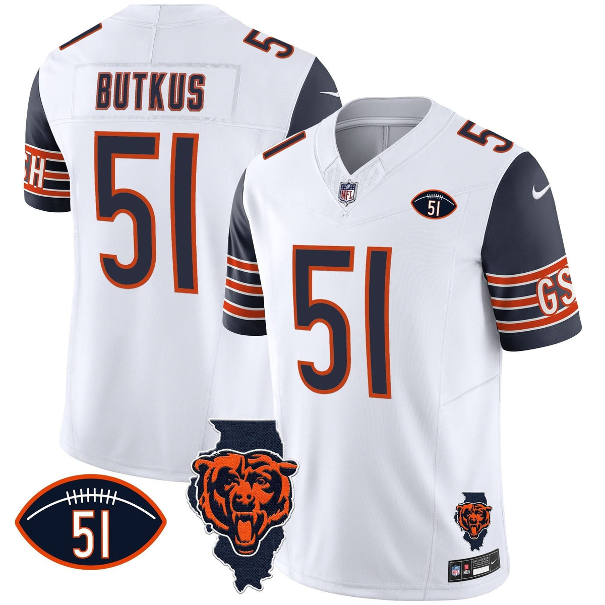 Bears Illinois Patch Vapor Jersey - All Stitched