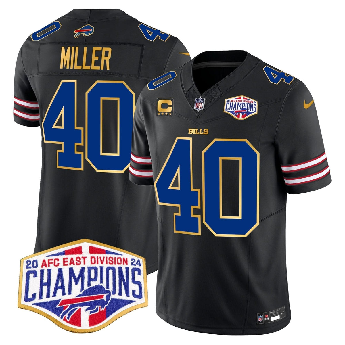 Bills 2024 AFC East Division Champions Gold Trim Vapor Limited Jersey - All Stitched