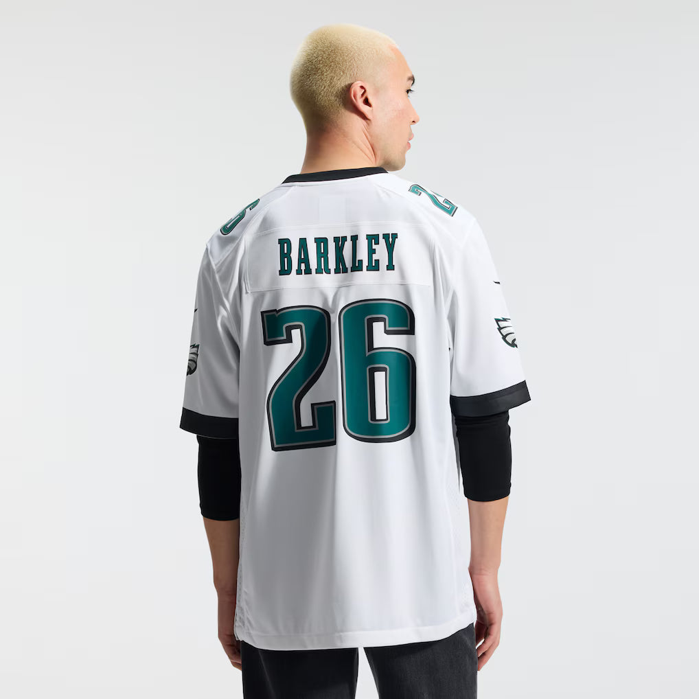 Men's Philadelphia Eagles Saquon Barkley White Game Jersey